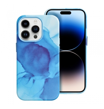 Leather Mag Cover for IPHONE 14 PRO blue splash