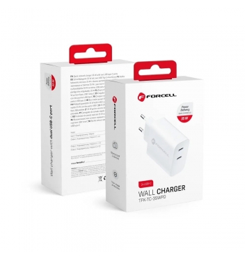 Forcell Travel Charger with 2 USB type C sockets - 3A 35W with PD and Quick Charge 4.0 function