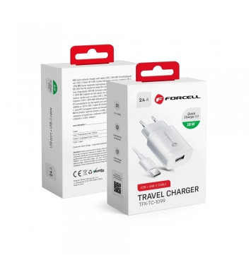 Travel Charger Forcell with USB socket type-C - 2,4A 18W with Quick Charge 3.0 function